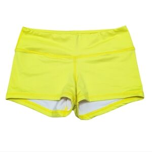 FLEO CrossFit Spandex Workout Shorts 2.5" Midrise Bright Yellow Women's Small
